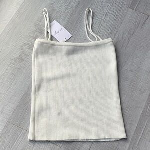 NWT Beige Botany Classic White/cream Ribbed Spaghetti-Strap Camisole, size S.
